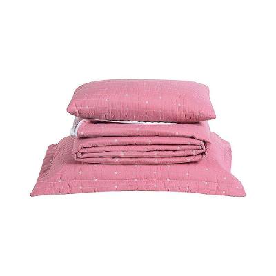 Kit Cobre Leito Solteiro + Almofada 4 Peças Bordado Urbany Hipercal 400 Fios 100% Poliéster - Rosê