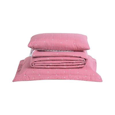 Kit Cobre Leito Solteiro + Almofada 4 Peças Bordado Urbany Hipercal 400 Fios 100% Poliéster - Rosê