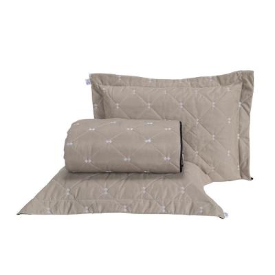 Kit Cobre Leito Dupla Face Casal Padrão 3 Peças Bordado Essence Hipercal 400 Fios 100% Poliéster - Cáqui