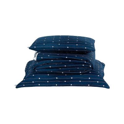 Kit Cobre Leito Solteiro + Almofada 4 Peças Bordado Urbany Hipercal 400 Fios 100% Poliéster - Azul Marinho