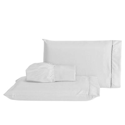 Jogo De Lençol Casal Queen 3 Peças Laura 400 Fios 100% Poliéster - Branco