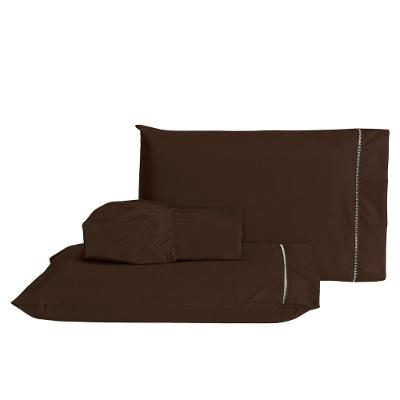 Jogo De Lençol Casal King 3 Peças Laura 400 Fios 100% Poliéster - Marrom