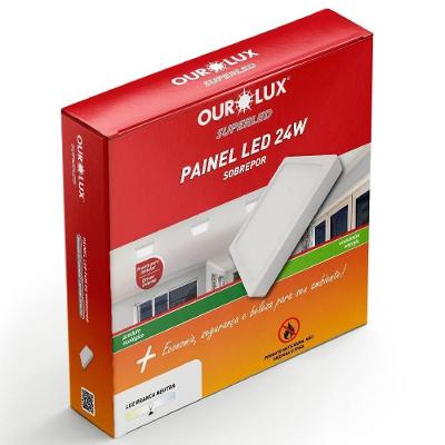 Painel Abs Led Sobrepor 24 Watts Bivolt 4000k Quadrado - 02910a - Ourolux