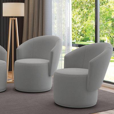 Poltrona Decorativa Orgânica Fixa Kit 2 Malu Para Sala Suede Cinza D'Rossi