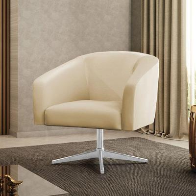 Poltrona Sala Decorativa Stella Base Giratória Cromada Sintético D03 - D'rossi Cinza