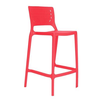Banqueta Alta Cozinha Vermelho Pastel Empilhável Saturno Em Polipropileno Acrilys