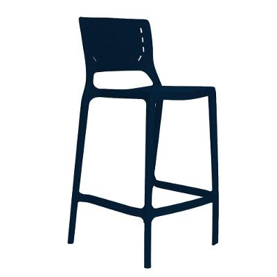 Banqueta Alta Cozinha Azul Marinho Empilhável Saturno Em Polipropileno Acrilys