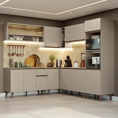Armário De Cozinha Completa De Canto 445cm Crema Nice Madesa 01 Crema