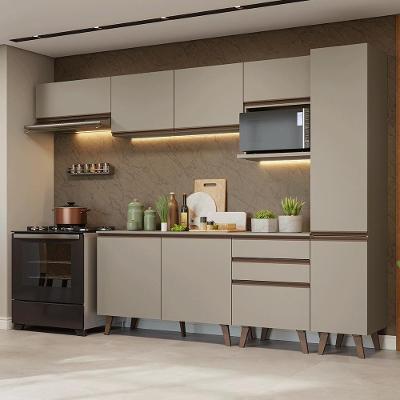 Armário De Cozinha Completa 300cm Crema Nice Madesa 05 Crema