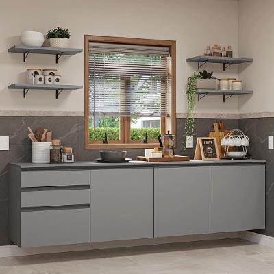 Armário De Cozinha Completa 240cm Suspensa Cinza Nice Madesa 10 Cinza
