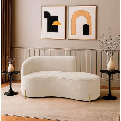 Sofá 2 Lugares Orgânico 140cm Pé Dourado Morgan Cotelê Ext-veludo Bege D03 - D'rossi