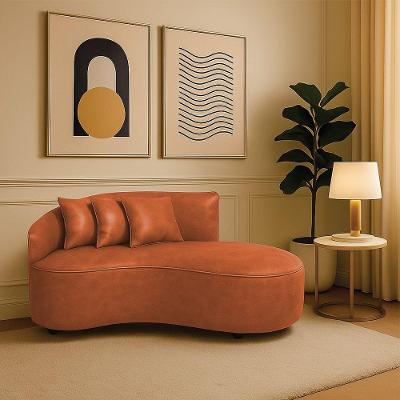 Sofá 2 Lugares Orgânico 140 Cm Morgan Sintético Pu Nozes D03 - D'rossi