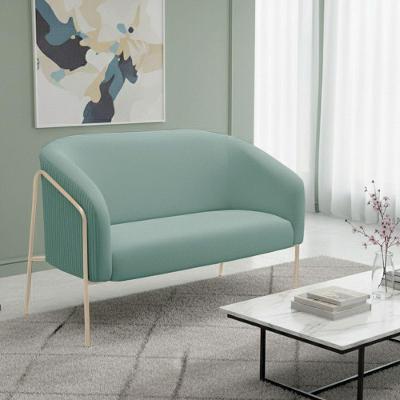 Sofá 2 Lugares Namoradeira Stella Industrial Alta Champanhe Veludo Cotelê D03 - D'rossi Cor Menta