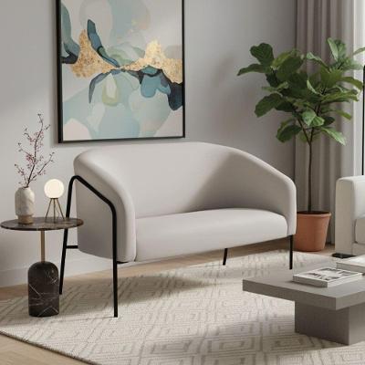 Sofá 2 Lugares Namoradeira Stella Base Industrial Alta Preta Veludo D03 - D'rossi Cor Cinza