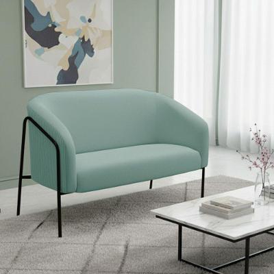 Sofá 2 Lugares Namoradeira Stella Base Industrial Alta Preta Veludo Cotelê D03 - D'rossi Cor Menta