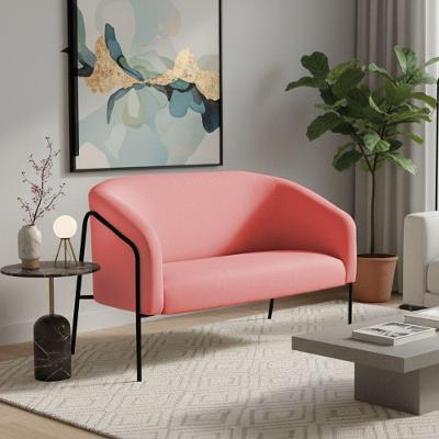 Sofá 2 Lugares Namoradeira Stella Base Industrial Alta Preta Suede D03 - D'rossi Cor Rose