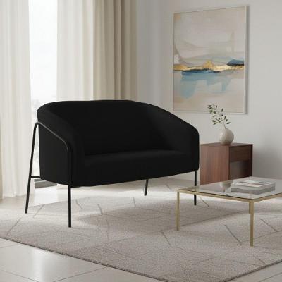 Sofá 2 Lugares Namoradeira Stella Base Industrial Alta Preta Sintético Pu D03 - D'rossi Preto