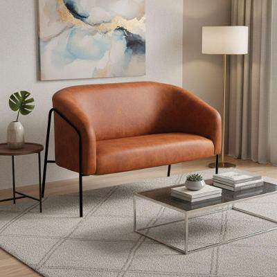 Sofá 2 Lugares Namoradeira Stella Base Industrial Alta Preta Sintético Pu D03 - D'rossi Nozes