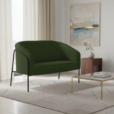 Sofá 2 Lugares Namoradeira Stella Base Industrial Alta Preta Sintético Pu D03 - D'rossi Verde