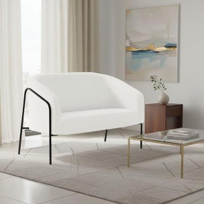 Sofá 2 Lugares Namoradeira Stella Base Industrial Alta Preta Sintético Pu D03 - D'rossi Branco