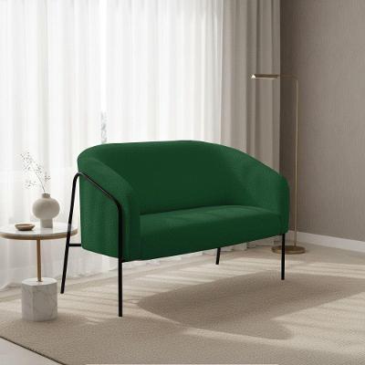 Sofá 2 Lugares Namoradeira Stella Base Industrial Alta Preta Bouclê D03 - D'rossi Cor Verde