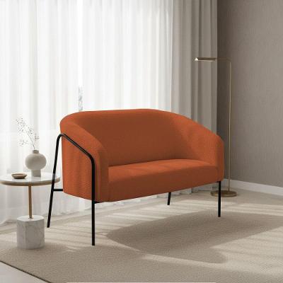 Sofá 2 Lugares Namoradeira Stella Base Industrial Alta Preta Bouclê D03 - D'rossi Cor Terracota