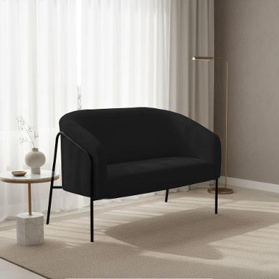 Sofá 2 Lugares Namoradeira Stella Base Industrial Alta Preta Bouclê D03 - D'rossi Cor Preto
