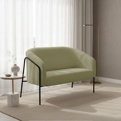 Sofá 2 Lugares Namoradeira Stella Base Industrial Alta Preta Bouclê D03 - D'rossi Cor Pistache