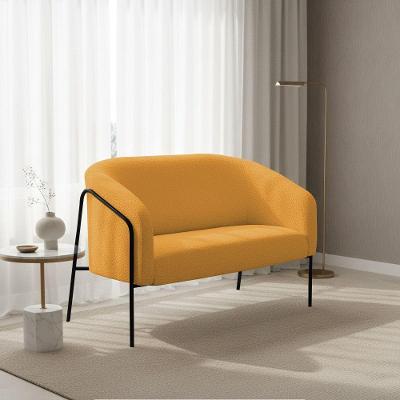 Sofá 2 Lugares Namoradeira Stella Base Industrial Alta Preta Bouclê D03 - D'rossi Cor Mostarda