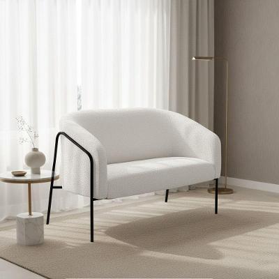 Sofá 2 Lugares Namoradeira Stella Base Industrial Alta Preta Bouclê D03 - D'rossi Cor Cinza