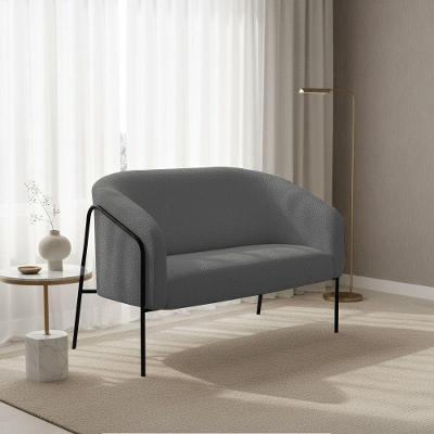 Sofá 2 Lugares Namoradeira Stella Base Industrial Alta Preta Bouclê D03 - D'rossi Cor Grafite