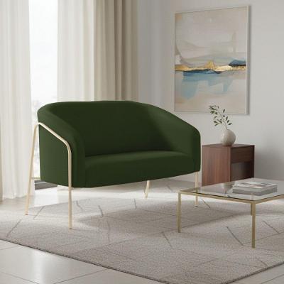 Sofá 2 Lugares Namoradeira Stella Base Industrial Alta Dourada Sintético Pu D03 - D'rossi Verde