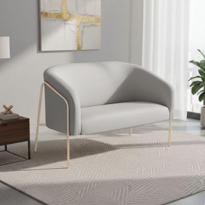 Sofá 2 Lugares Namoradeira Stella Base Industrial Alta Dourada Sintético Cinza D03 - D'rossi