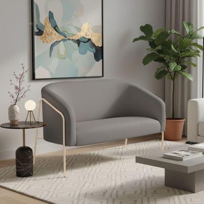 Sofá 2 Lugares Namoradeira Stella Base Industrial Alta Champanhe Suede D03 - D'rossi Grafite