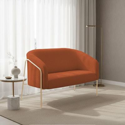 Sofá 2 Lugares Namoradeira Stella Base Industrial Alta Champanhe Bouclê D03 - D'rossi Cor Terracota