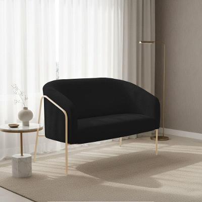 Sofá 2 Lugares Namoradeira Stella Base Industrial Alta Champanhe Bouclê D03 - D'rossi Cor Preto