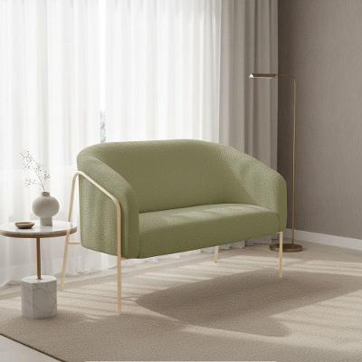 Sofá 2 Lugares Namoradeira Stella Base Industrial Alta Champanhe Bouclê D03 - D'rossi Cor Pistache