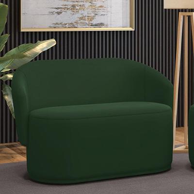 Sofá 2 Lugares Namoradeira Orgânica Para Sala Malu Veludo Verde M11 - D'rossi