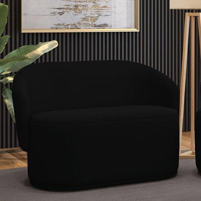 Sofá 2 Lugares Namoradeira Orgânica Para Sala Malu Veludo Preto M11 - D'rossi