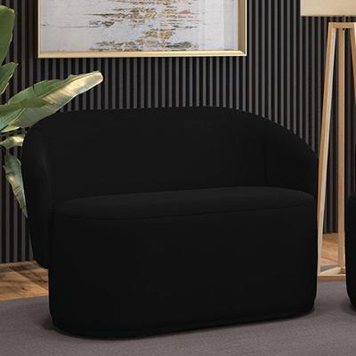 Sofá 2 Lugares Namoradeira Orgânica Para Sala Malu Suede Preto M11 - D'rossi