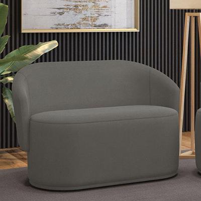 Sofá 2 Lugares Namoradeira Orgânica Para Sala Malu Suede Grafite M11 - D'rossi