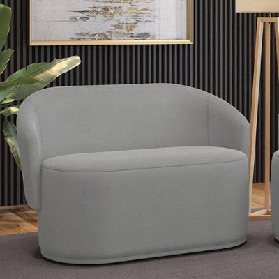 Sofá 2 Lugares Namoradeira Orgânica Para Sala Malu Suede Cinza M11 - D'rossi