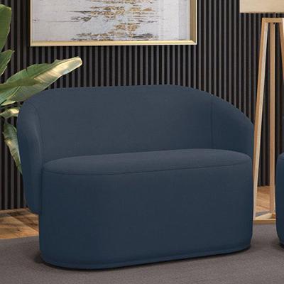 Sofá 2 Lugares Namoradeira Orgânica Para Sala Malu Suede Azul Marinho M11 - D'rossi