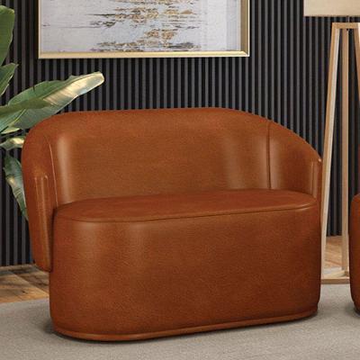 Sofá 2 Lugares Namoradeira Orgânica Para Sala Malu Sintético Pu Nozes M11 - D'rossi