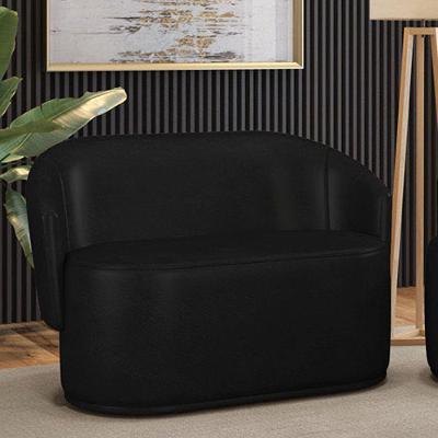 Sofá 2 Lugares Namoradeira Orgânica Para Sala Malu Sintético Pu M11 - D'rossi Preto