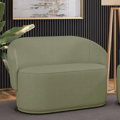 Sofá 2 Lugares Namoradeira Orgânica Para Sala Malu Bouclê Pistache M11 - D'rossi