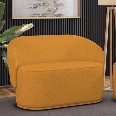 Sofá 2 Lugares Namoradeira Orgânica Para Sala Malu Bouclê Mostarda M11 - D'rossi