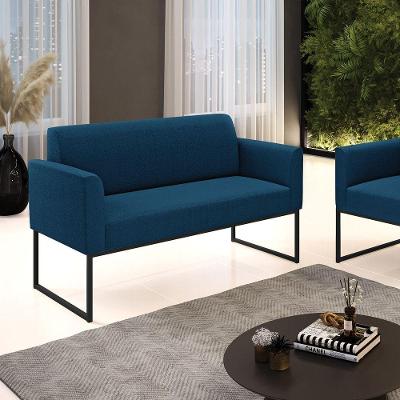 Sofá 2 Lugares Namoradeira Industrial Preto Marisa Bouclê Azul D03 - D'rossi
