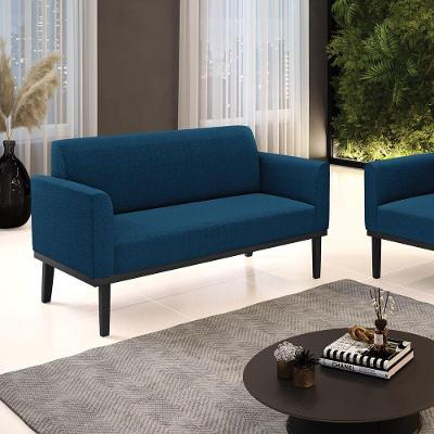 Sofá 2 Lugares Namoradeira Madeira Preto Marisa Bouclê D03 - D'rossi Azul