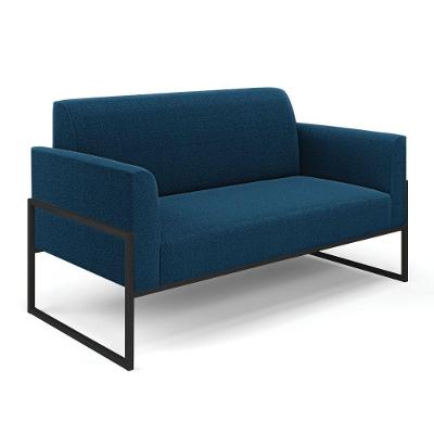 Sofá 2 Lugares Namoradeira Industrial Alta Preto Marisa Bouclê Azul